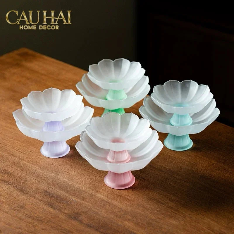 Đĩa Trái Cây Pha Lê Lưu Ly Blanc Jade Dynasty Lotus-CẬU HAI HOME DECOR