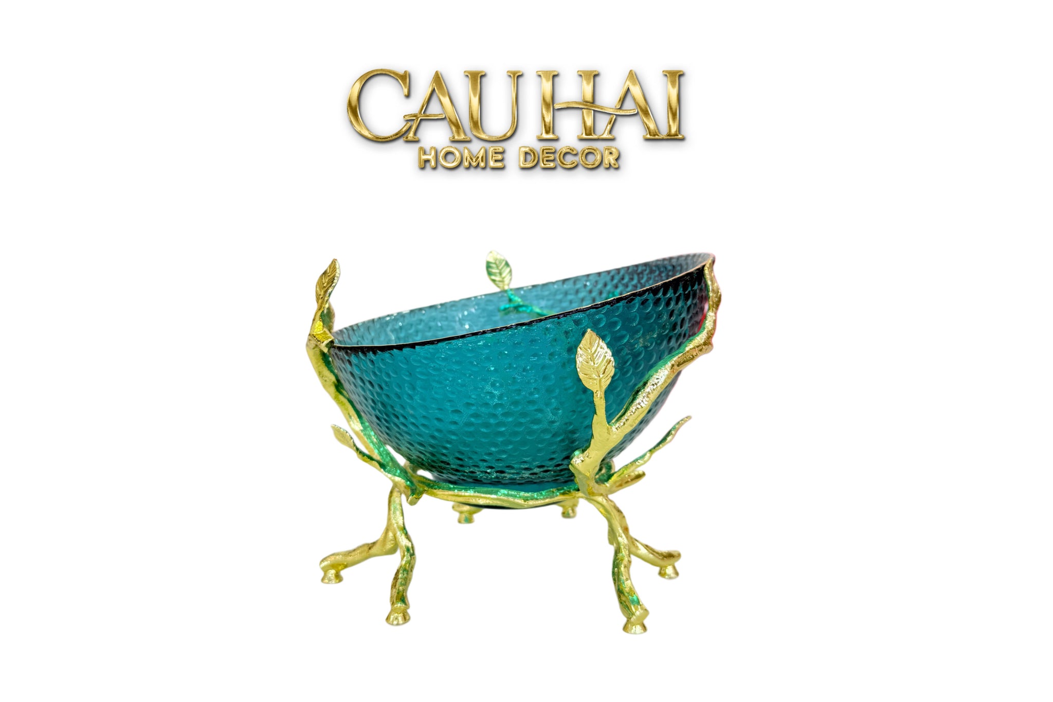 Đĩa Trái Cây Thuỷ Tinh Carribean Mermaid Blue Coral 15x17-CẬU HAI HOME DECOR