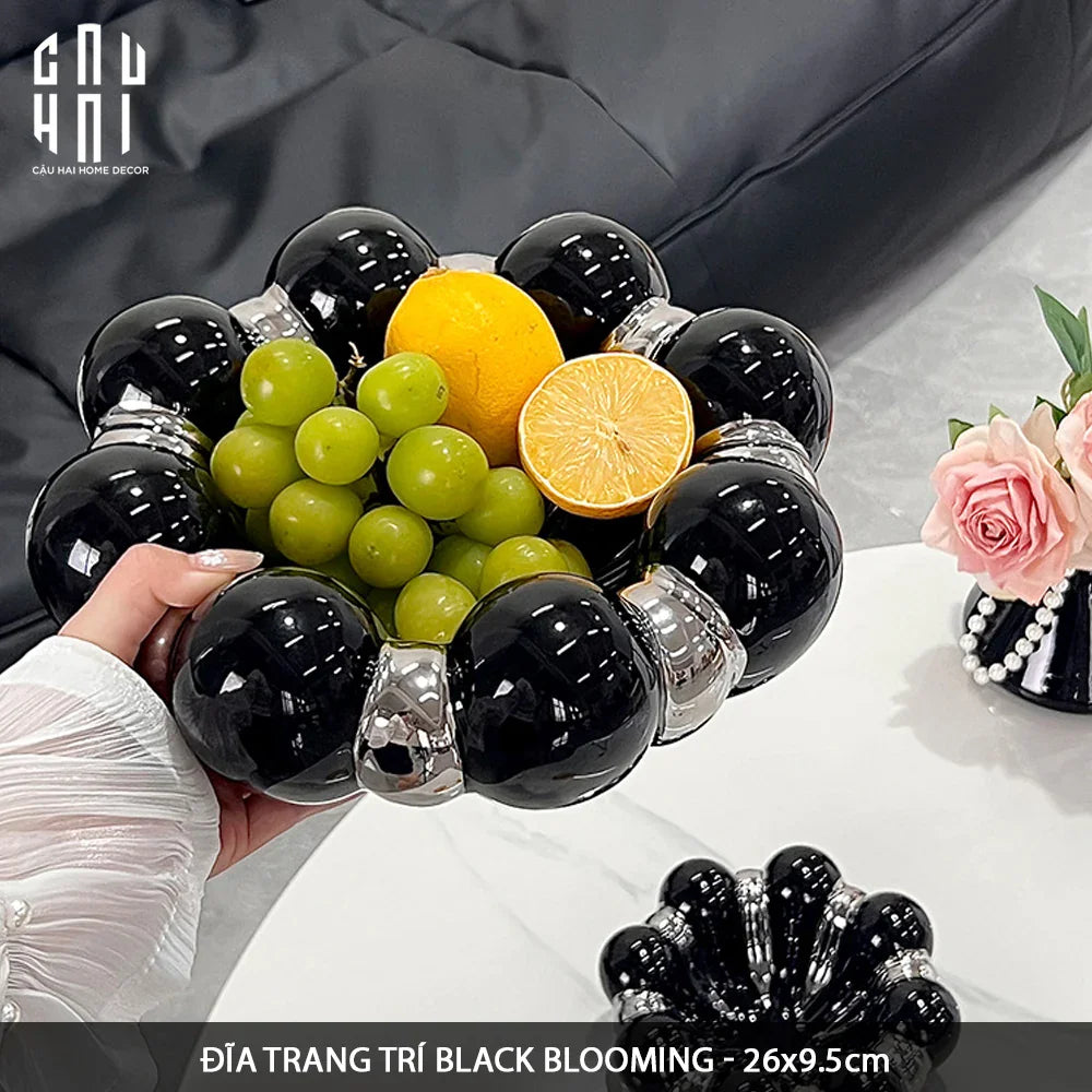 ĐĨA TRANG TRÍ BLACK BLOOMING - CẬU HAI HOME DECOR