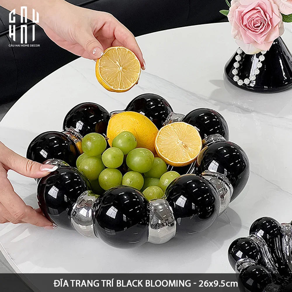 ĐĨA TRANG TRÍ BLACK BLOOMING - CẬU HAI HOME DECOR