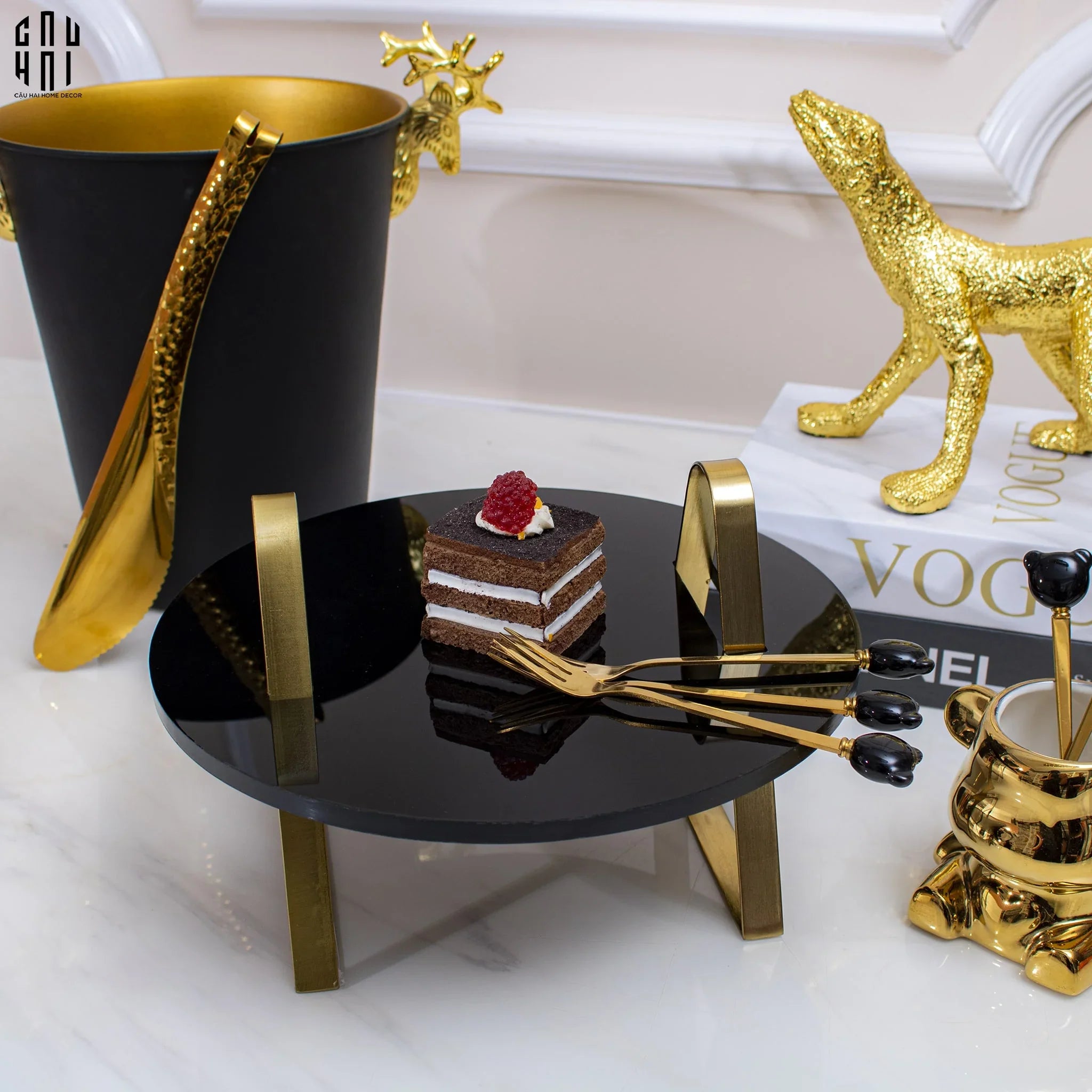 ĐĨA BÁNH GLAZE 1 BLACK STONE - CẬU HAI HOME DECOR