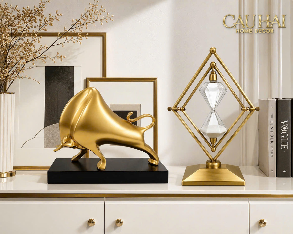 Đồng Hồ Cát Temps Diamant Gildded Mordern 30*20*10-Đồng hồ Cát-CẬU HAI HOME DECOR-CẬU HAI HOME DECOR