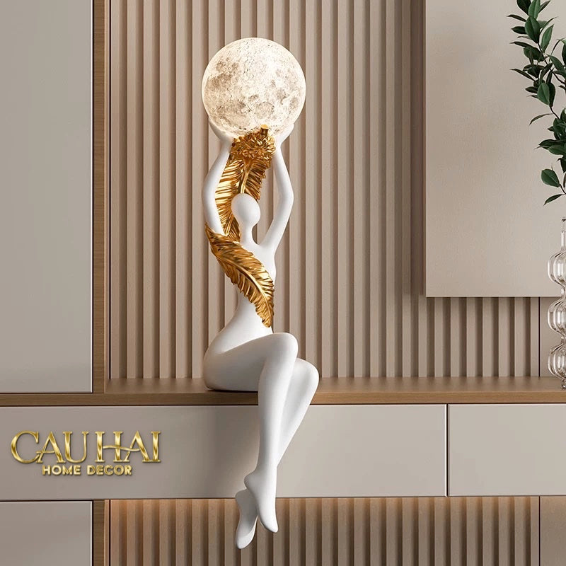 HOME COUTURE - TƯỢNG ĐÈN LUNA SERENE DIVINE FIGURINE 59CM - CẬU HAI HOME DECOR
