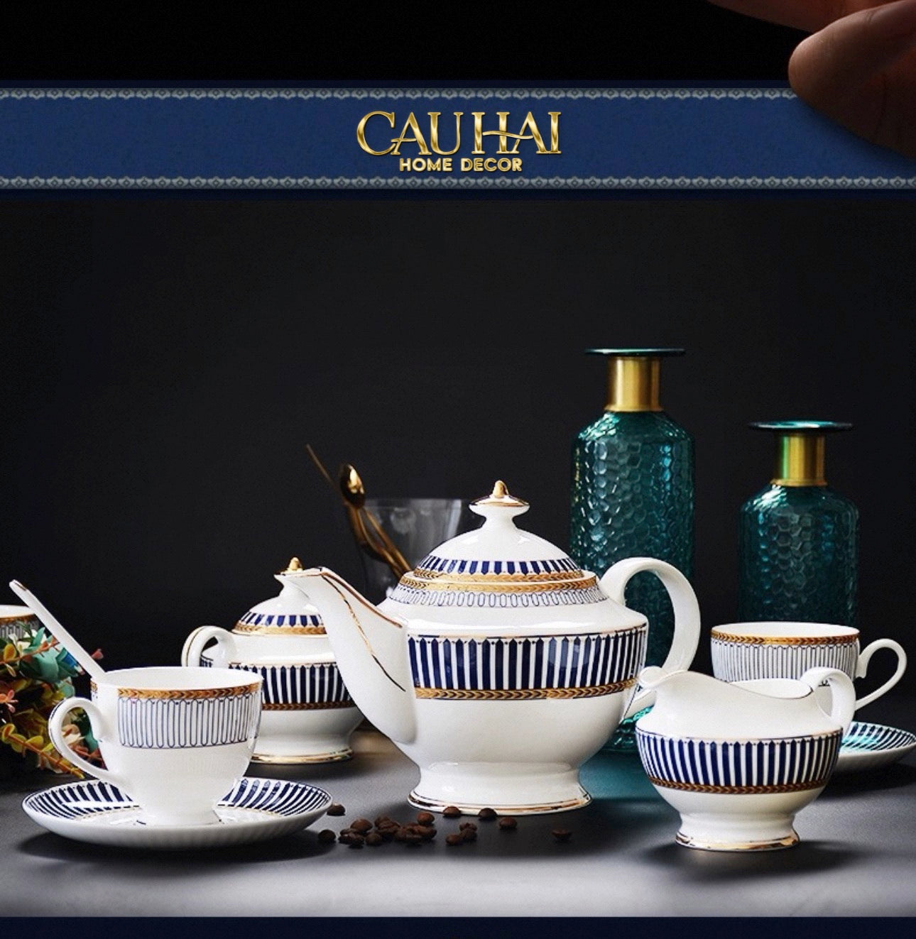 HOME COUTURE - SET BÌNH TRÀ ROYAL DYNASTY 21 PCS SS25 - CẬU HAI HOME DECOR