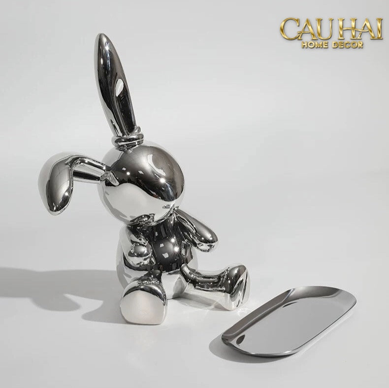 ELYSIAN FW25 - TƯỢNG THỎ FIGURINE PLATINUM LAPIN MINIMALISME CHIC-CẬU HAI HOME DECOR