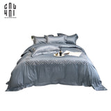 EATON BLUE PREMIUM SILK BEDDING SET-CẬU HAI HOME DECOR