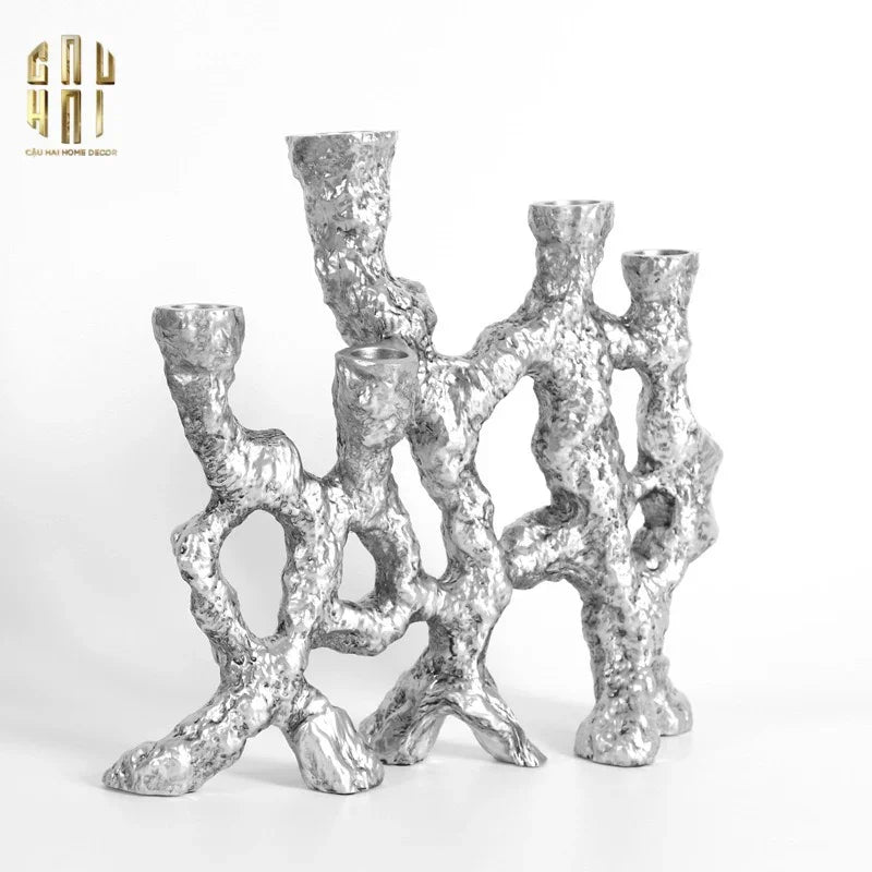 Elysian Couture - Đế Nến Platinum Multi Roots Candle Holders-CẬU HAI HOME DECOR