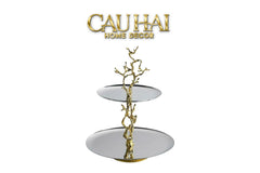 Elysian Couture - Đĩa 2 Tầng Platinum Elysian Branch Étagère 28x35-CẬU HAI HOME DECOR