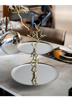 Elysian Couture - Đĩa 2 Tầng Platinum Elysian Branch Étagère 28x35-CẬU HAI HOME DECOR