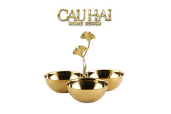 Elysian Couture - Đĩa Trái Cây 3 Ngăn Triptyque Golden Branch Ginkgo Trois Éclat-CẬU HAI HOME DECOR