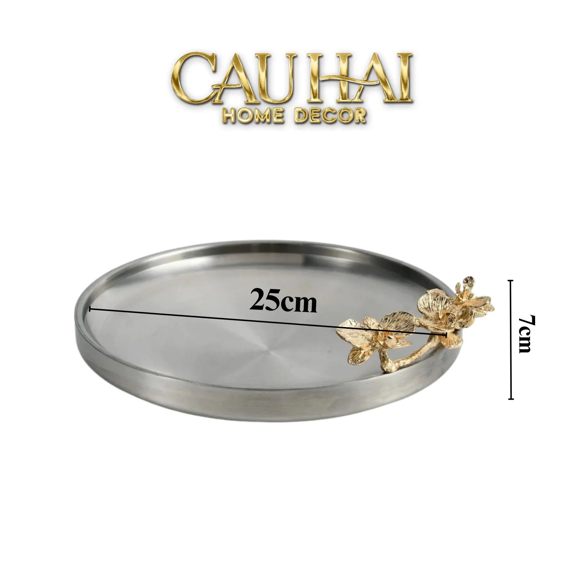 Elysian Couture - Đĩa Trái Cây Métallique Mistletoe Platinum D25-CẬU HAI HOME DECOR