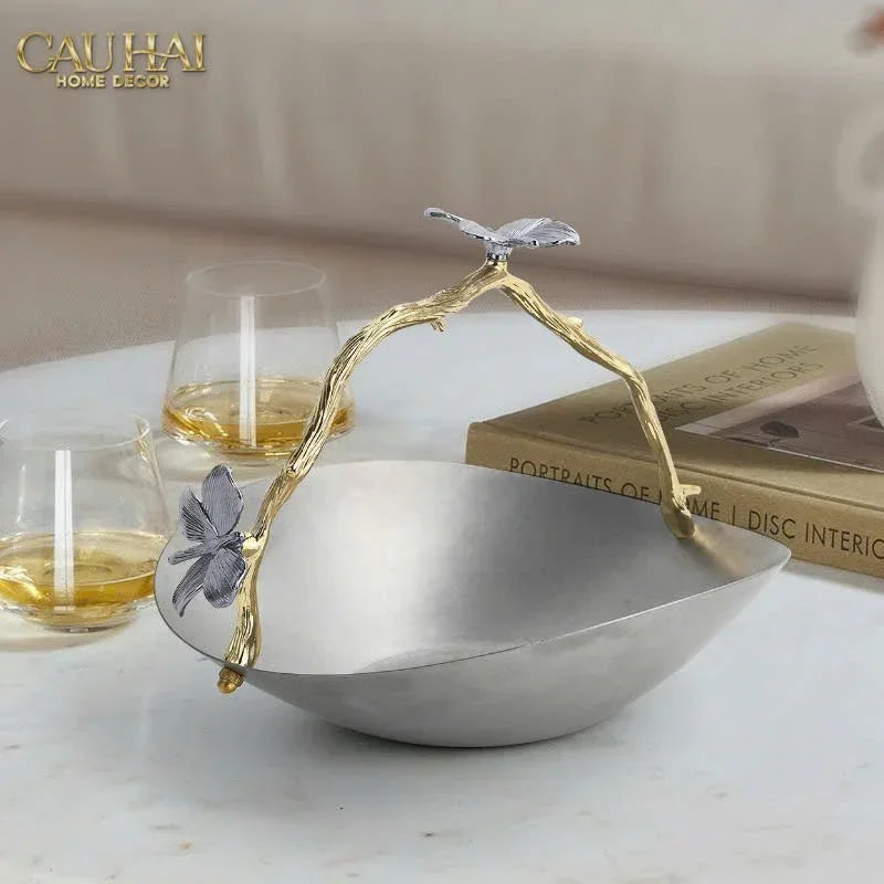 Elysian Couture - Đĩa Trái Cây Platinum Impérial Pavillon Centerpiece 18x22-CẬU HAI HOME DECOR