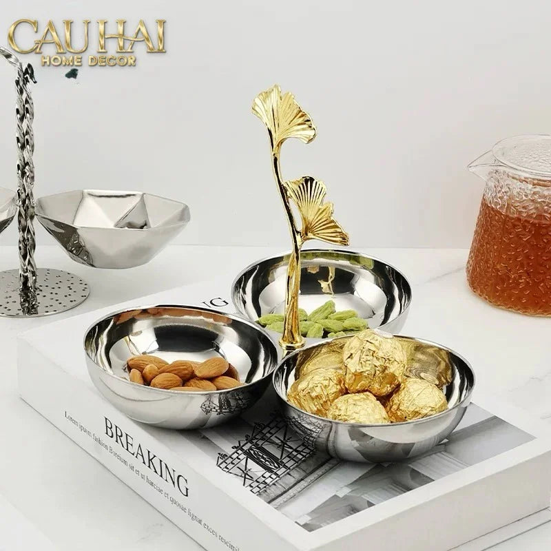 Elysian Couture - Đĩa Trái Cây Triptyque Platinum Dou Ginkgo Decorative Disk-CẬU HAI HOME DECOR