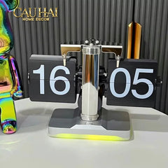 Elysian Couture - Đồng Hồ Lật Retro Flip Light Clock Shine Grey 15x21-CẬU HAI HOME DECOR