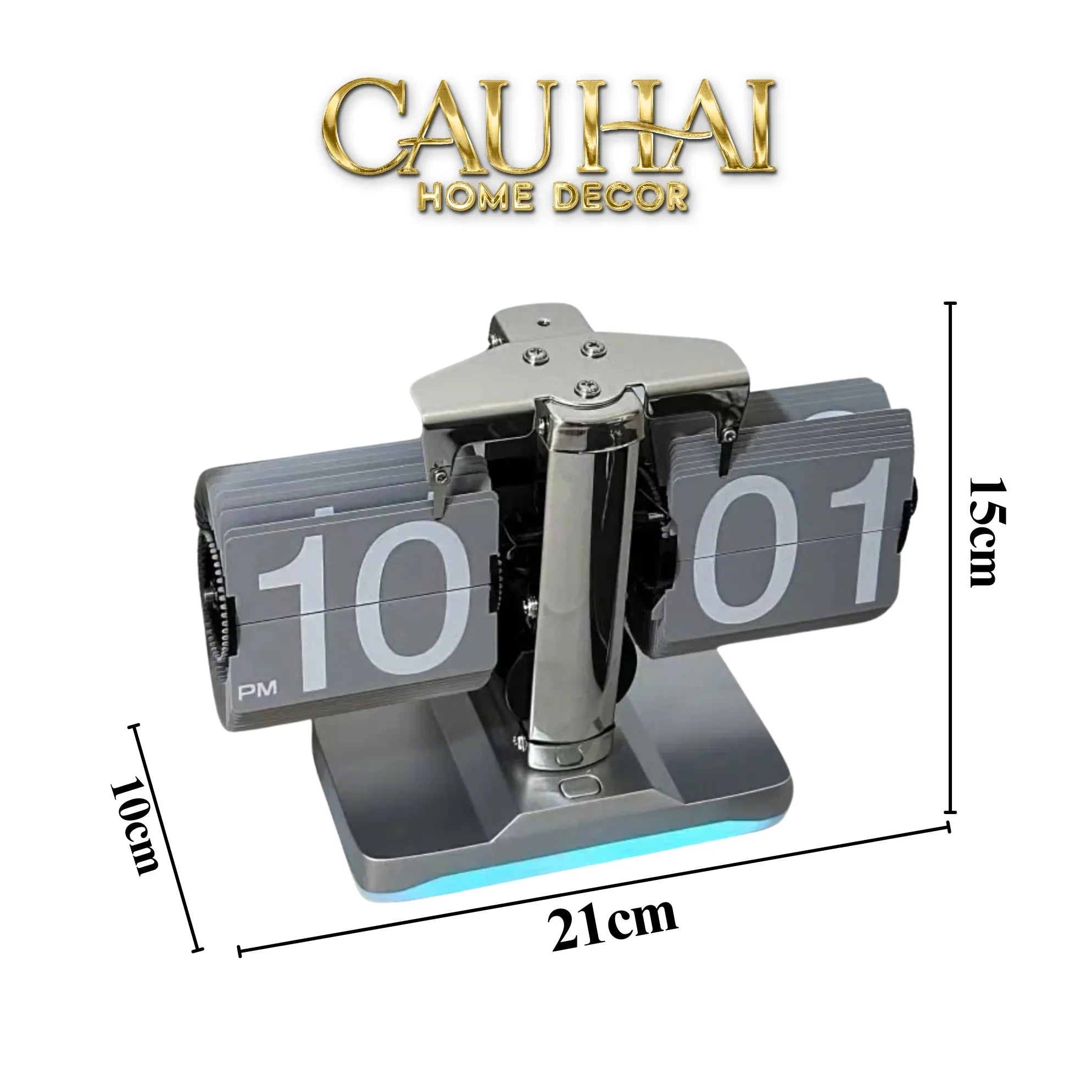 Elysian Couture - Đồng Hồ Lật Retro Flip Light Clock Shine Grey 15x21-CẬU HAI HOME DECOR