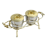 Elysian Couture - Lọ Kẹo Chân Đồng - Brasson Platinum Jar.- Les Fleurs 12x12x28-LY THỦY TINH-Đối tác tại Trung Quốc theo từng đơn đặt hàng-CẬU HAI HOME DECOR
