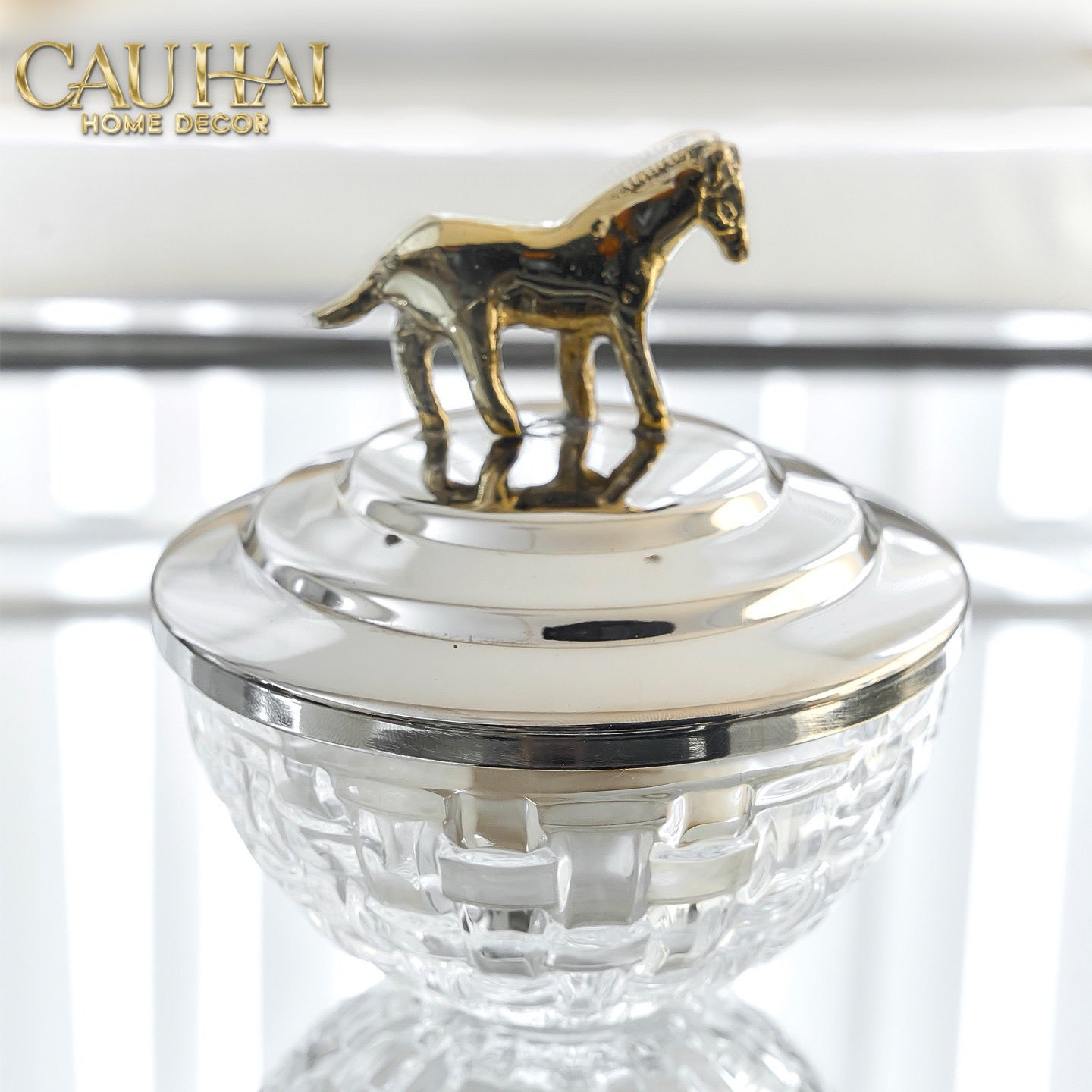 Elysian Couture - Lọ Kẹo Ngựa Đồng Brasson Stallion Ashva Royale Candy Jar Indira Atélier 11.4x12.7-CẬU HAI HOME DECOR