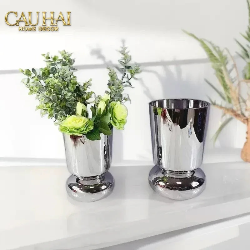 Elysian Couture - Set 2 Bình Hoa Genesis Platinum Maison Vase 13x22/18x30-CẬU HAI HOME DECOR