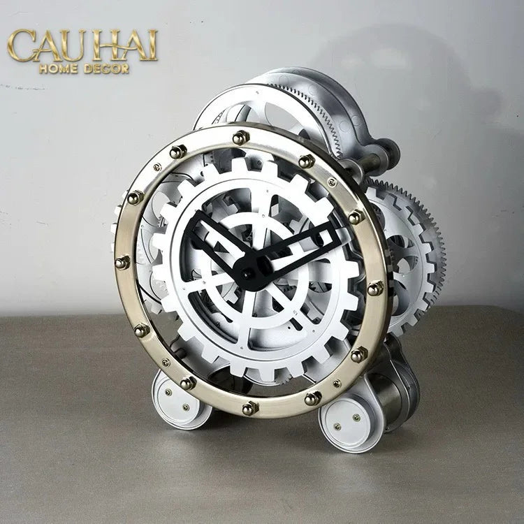 Elysian - Đồng Hồ Cơ Hologram Mécanique Argent Table Clock-ĐỒNG HỒ-Đối tác tại Trung Quốc theo từng đơn đặt hàng-CẬU HAI HOME DECOR