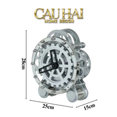 Elysian - Đồng Hồ Cơ Hologram Mécanique Argent Table Clock-CẬU HAI HOME DECOR