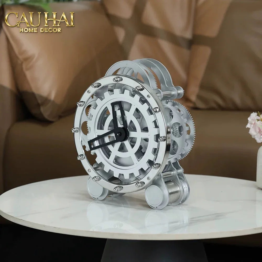 Elysian - Đồng Hồ Cơ Hologram Mécanique Argent Table Clock-CẬU HAI HOME DECOR