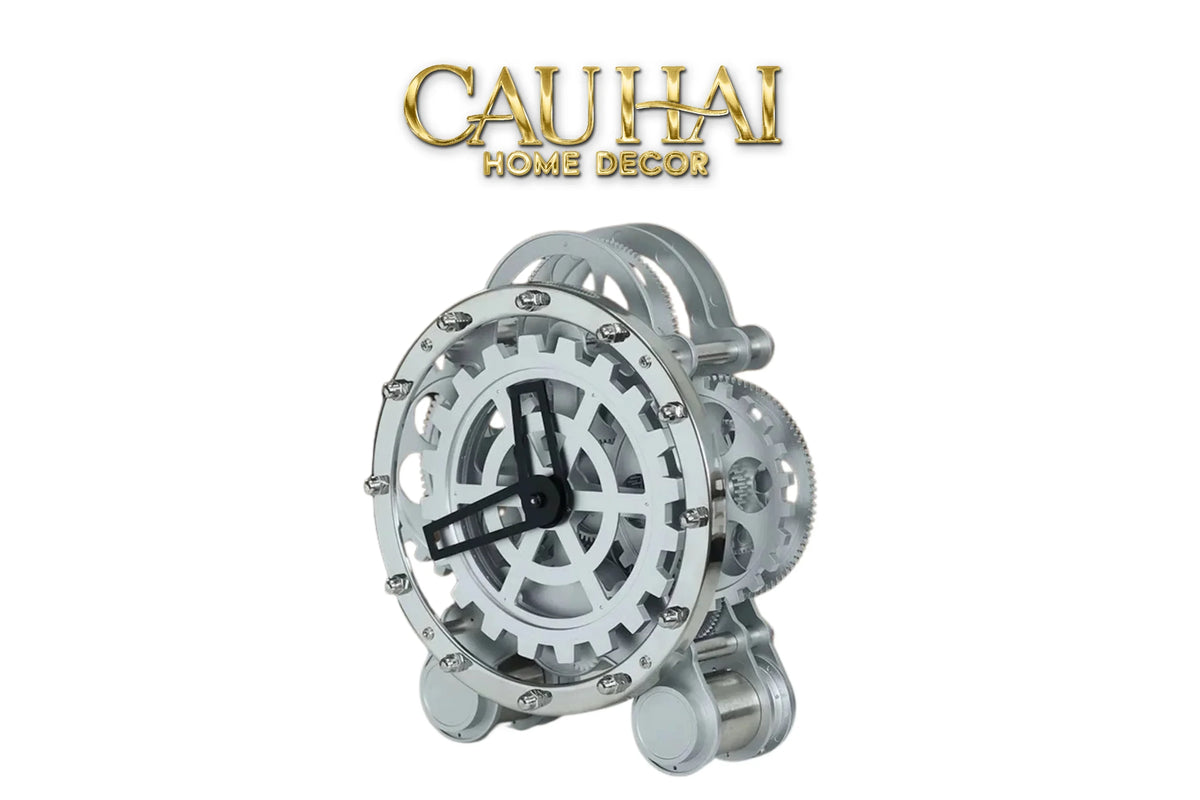 Elysian - Đồng Hồ Cơ Hologram Mécanique Argent Table Clock-ĐỒNG HỒ-Đối tác tại Trung Quốc theo từng đơn đặt hàng-CẬU HAI HOME DECOR