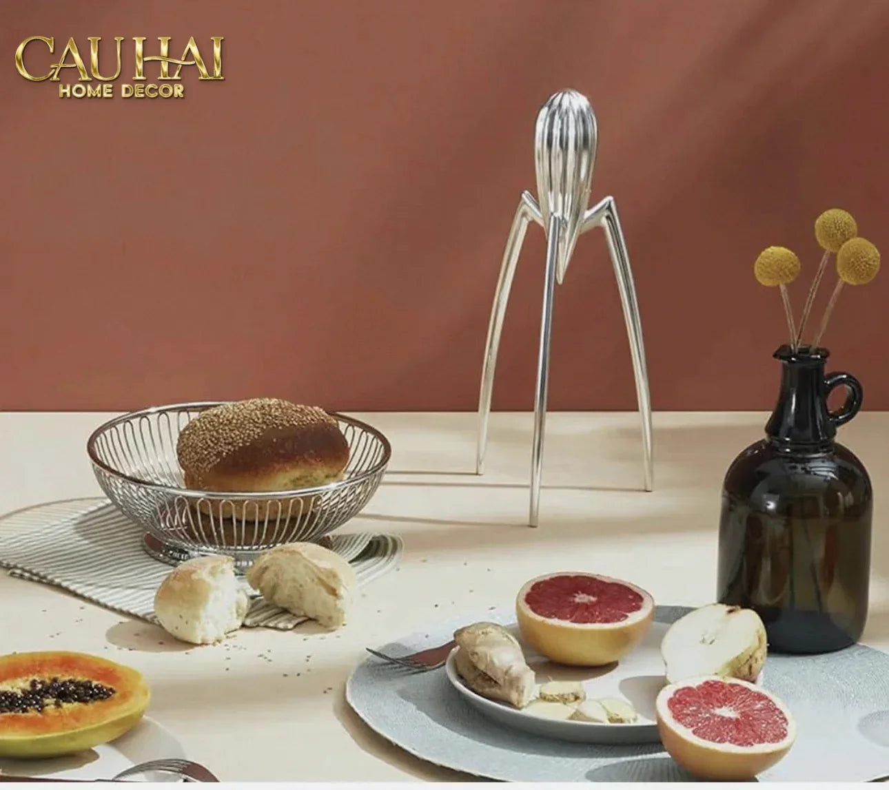 Elysian Fw25 - Tượng Kitchenware Spider Citron Chrome H29-CẬU HAI HOME DECOR