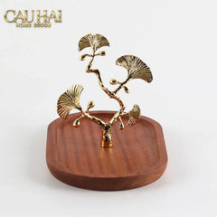 Elysian - Khay Gỗ Óc Chó Lá Ngân Hạnh Ginkgo Premium Walnut Trays 15x25-CẬU HAI HOME DECOR
