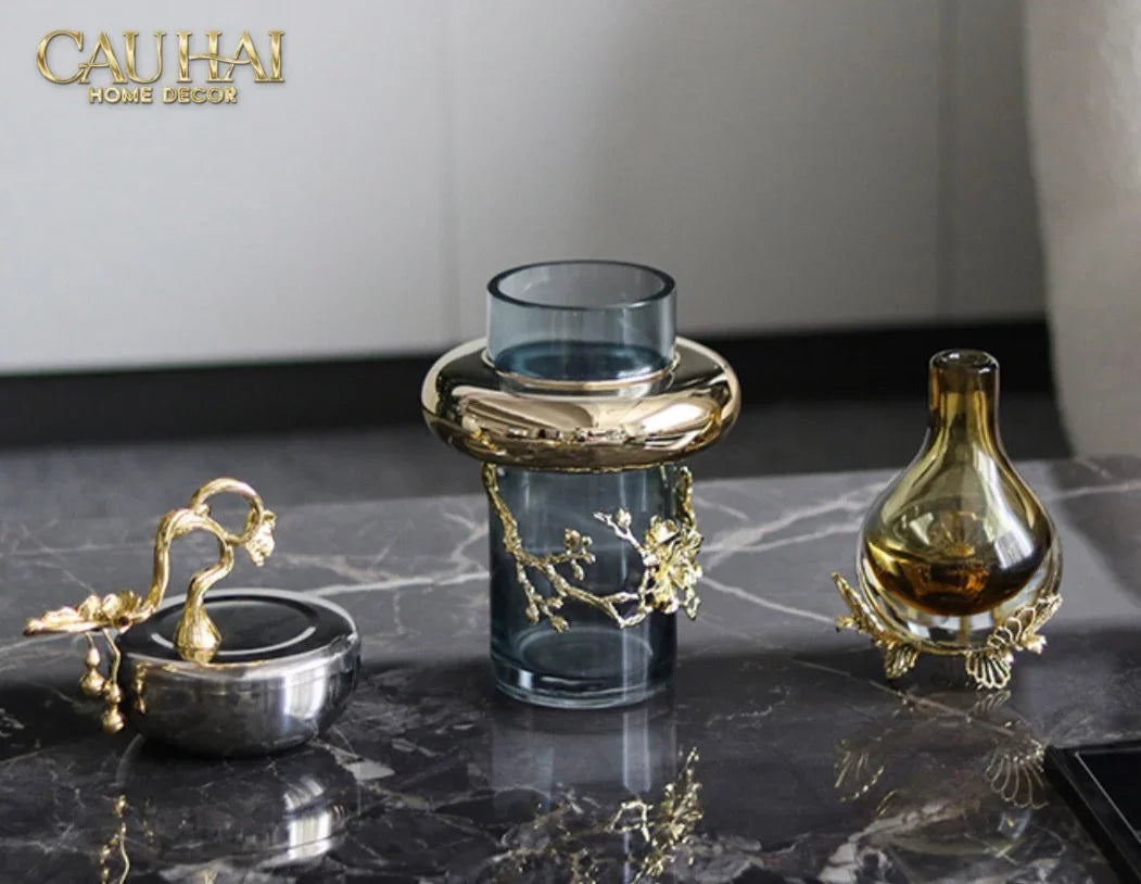 Elysian - Lọ Kẹo Chén Platinum Impérial Bird Branch Bowl 13x17-CẬU HAI HOME DECOR
