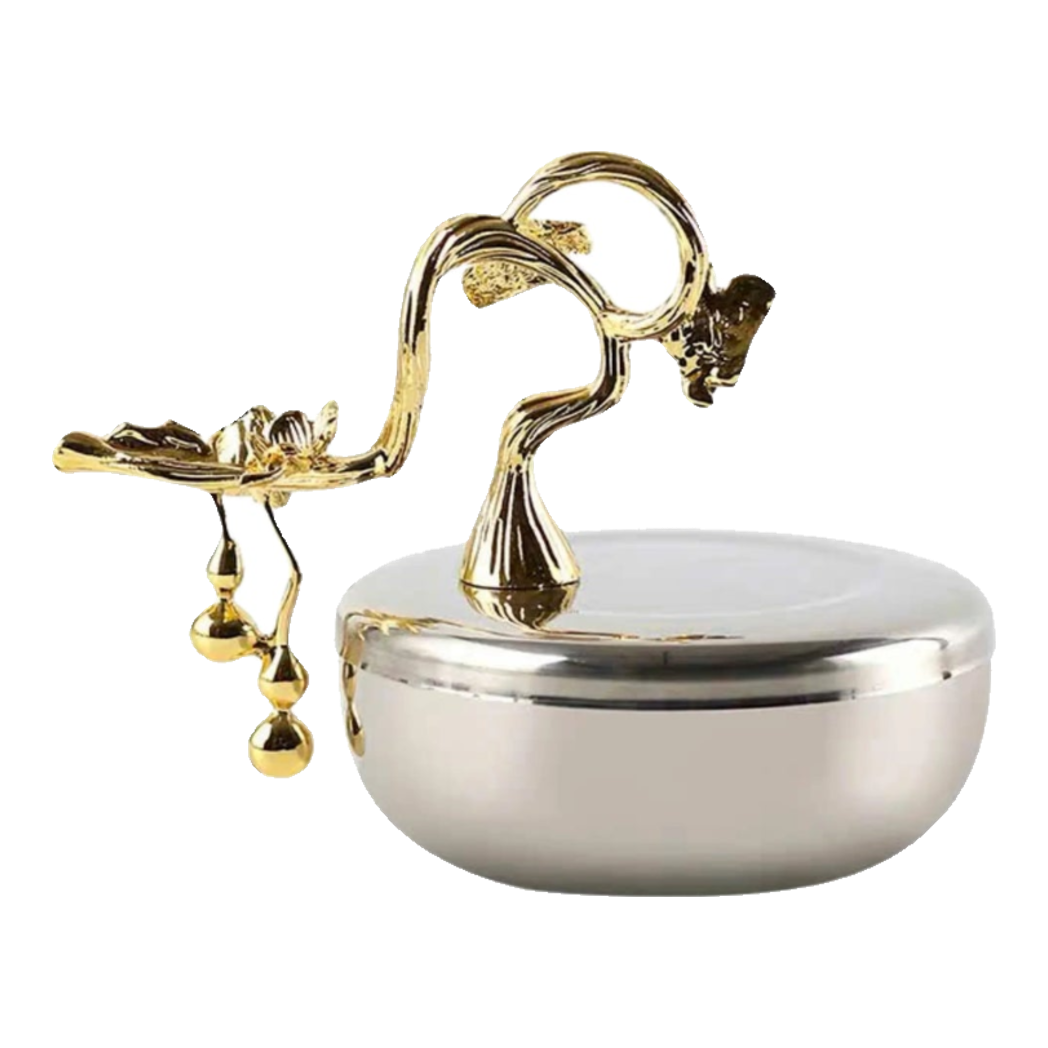 Elysian - Lọ Kẹo Chén Platinum Impérial Bird Branch Bowl 13x17-LY THỦY TINH-Đối tác tại Trung Quốc theo từng đơn đặt hàng-CẬU HAI HOME DECOR