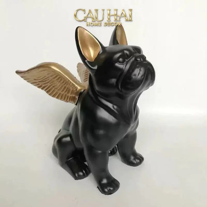 Elysian - Set 2 Tượng Chú Chó Thiên Thần Frenchie Angel Bull D'Or Dou-CẬU HAI HOME DECOR