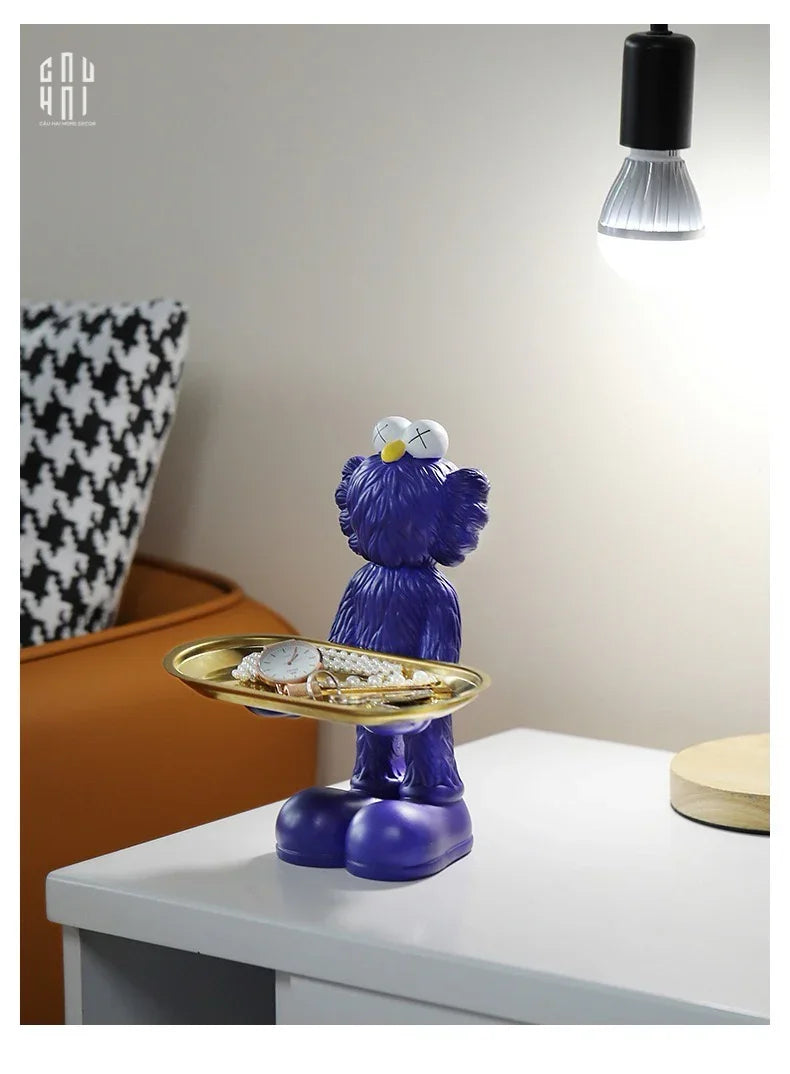 Elysian - Tượng Figurine Kaws Cằm Khay Bản Denim - Dark Blue-CẬU HAI HOME DECOR