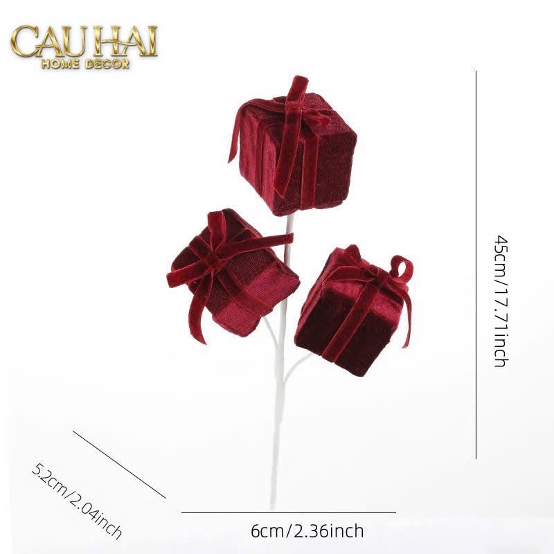 Fêtes Couture - Cành Hộp Quà Bọc Nhung - Emerald Gift Velvet-Hoa Lụa-CẬU HAI HOME DECOR-CẬU HAI HOME DECOR