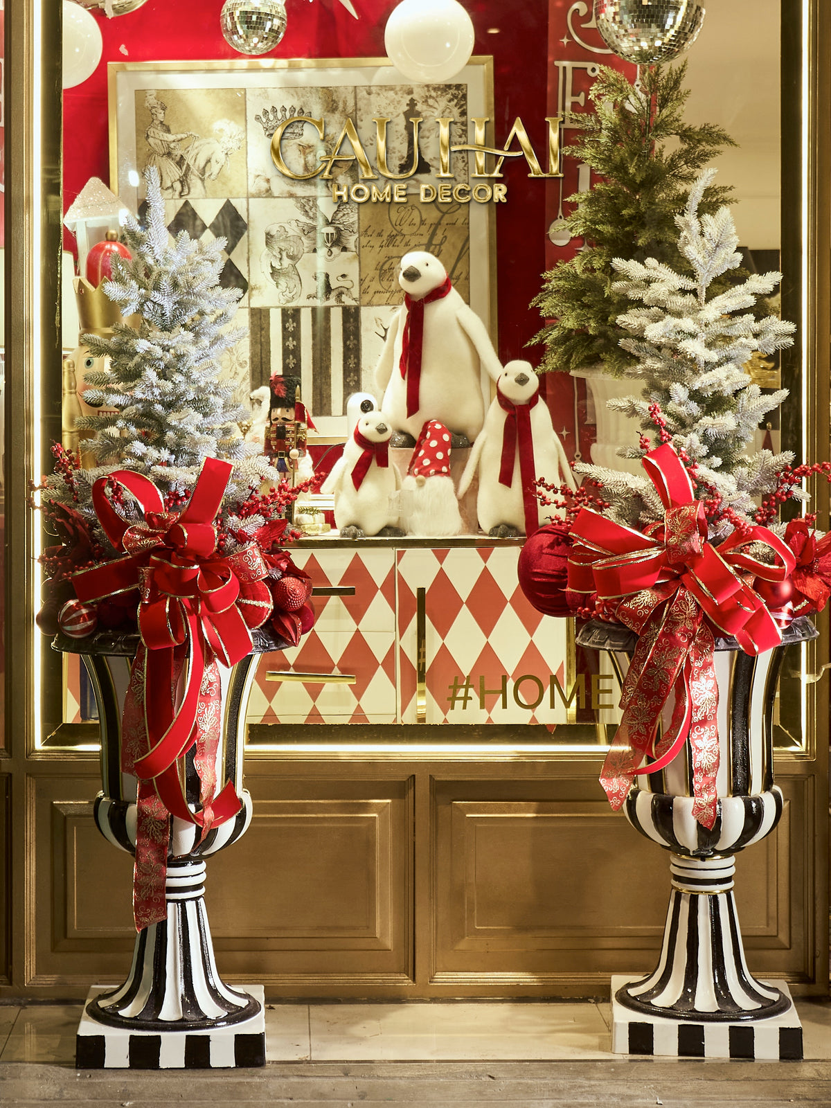 Fêtes Couture - Cặp Chậu Thông Les Jardinières Harlequin Rouge 170-BÌNH HOA-CẬU HAI HOME DECOR-CẬU HAI HOME DECOR