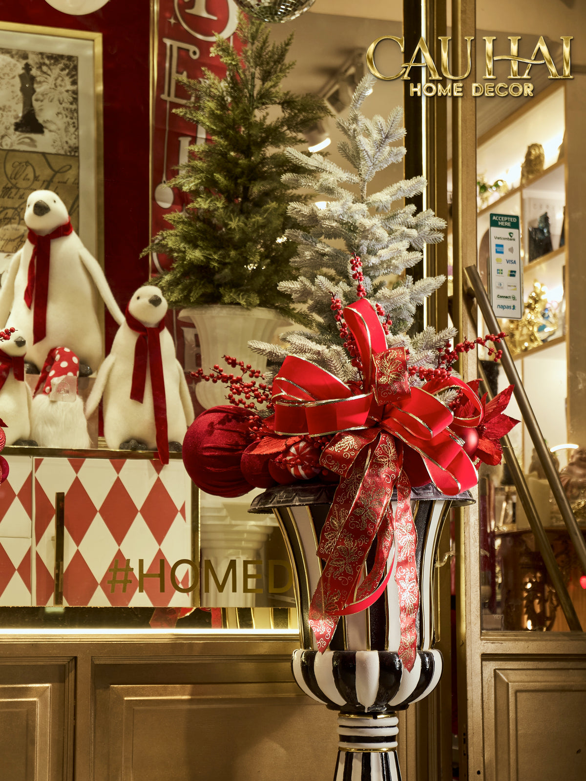 Fêtes Couture - Cặp Chậu Thông Les Jardinières Harlequin Rouge 170-BÌNH HOA-CẬU HAI HOME DECOR-CẬU HAI HOME DECOR