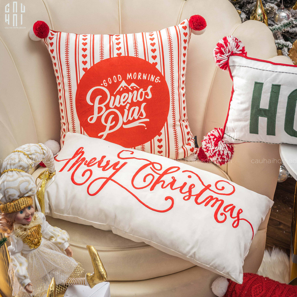 Fêtes Couture - Gối Rectangle Christmas 28X55 Cm-GỐI-Đối tác tại Trung Quốc theo từng đơn đặt hàng-CẬU HAI HOME DECOR