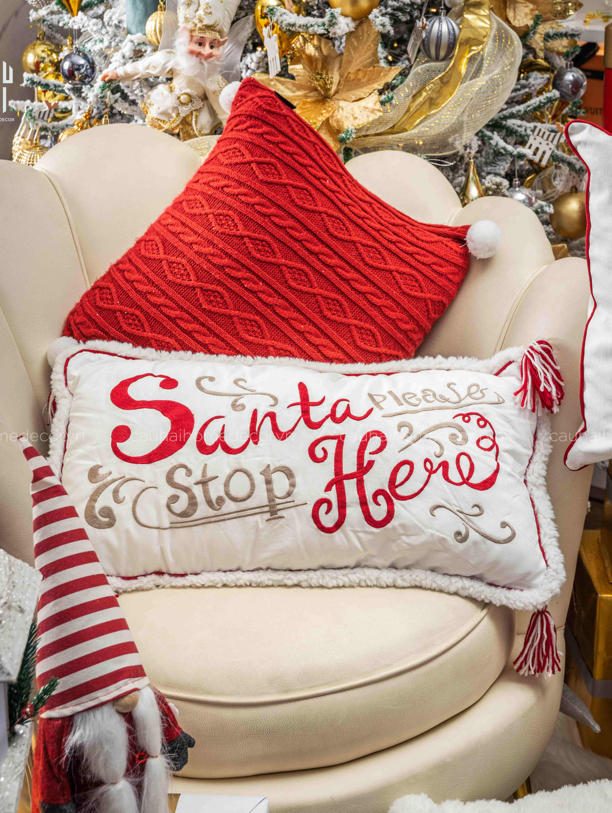 Fêtes Couture - Gối Rectangle Santa 30X60 Cm-GỐI-Đối tác tại Trung Quốc theo từng đơn đặt hàng-CẬU HAI HOME DECOR