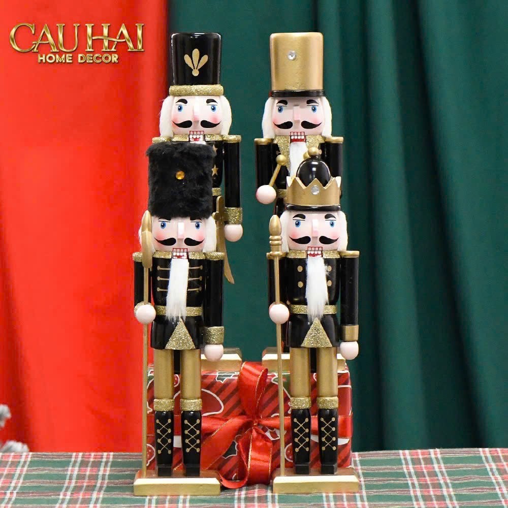 Fêtes Couture - Set 2 Tượng Nutcracker Allure D'Or Minuit Impérial H30-TƯỢNG TRANG TRÍ-Đối tác tại Trung Quốc theo từng đơn đặt hàng-CẬU HAI HOME DECOR