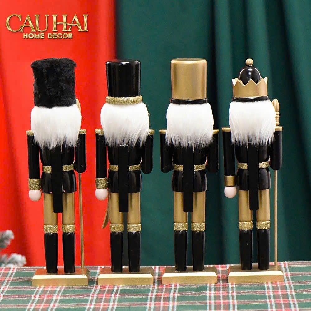 Fêtes Couture - Set 2 Tượng Nutcracker Allure D'Or Minuit Impérial H30-TƯỢNG TRANG TRÍ-Đối tác tại Trung Quốc theo từng đơn đặt hàng-CẬU HAI HOME DECOR
