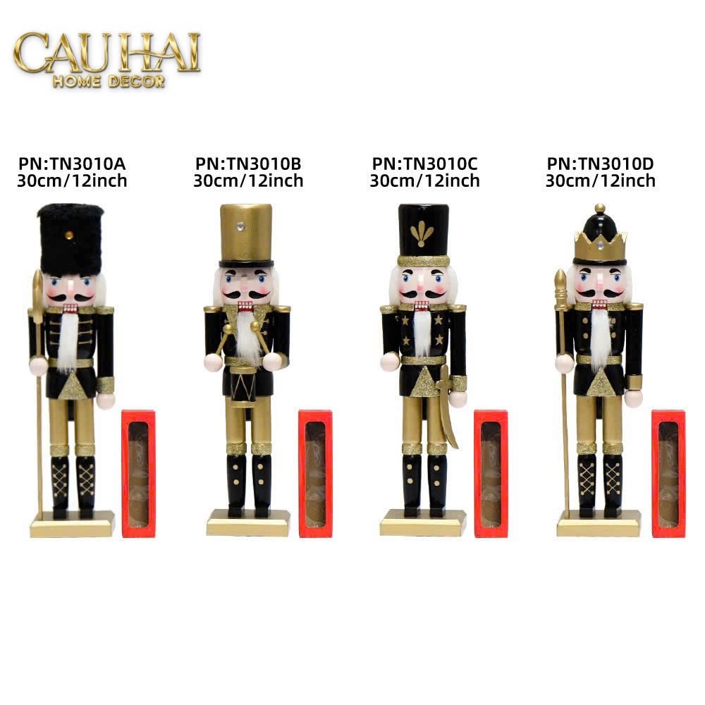 Fêtes Couture - Set 2 Tượng Nutcracker Allure D'Or Minuit Impérial H30-TƯỢNG TRANG TRÍ-Đối tác tại Trung Quốc theo từng đơn đặt hàng-CẬU HAI HOME DECOR