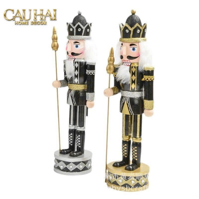 Fêtes Couture - Set 2 Tượng Nutcracker Allure D'Or Minuit Impérial H30-TƯỢNG TRANG TRÍ-Đối tác tại Trung Quốc theo từng đơn đặt hàng-CẬU HAI HOME DECOR