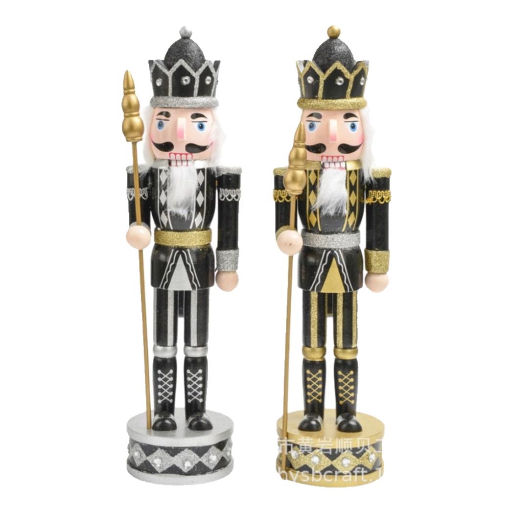 Fêtes Couture - Set 2 Tượng Nutcracker Allure D'Or Minuit Impérial H30-TƯỢNG TRANG TRÍ-Đối tác tại Trung Quốc theo từng đơn đặt hàng-CẬU HAI HOME DECOR