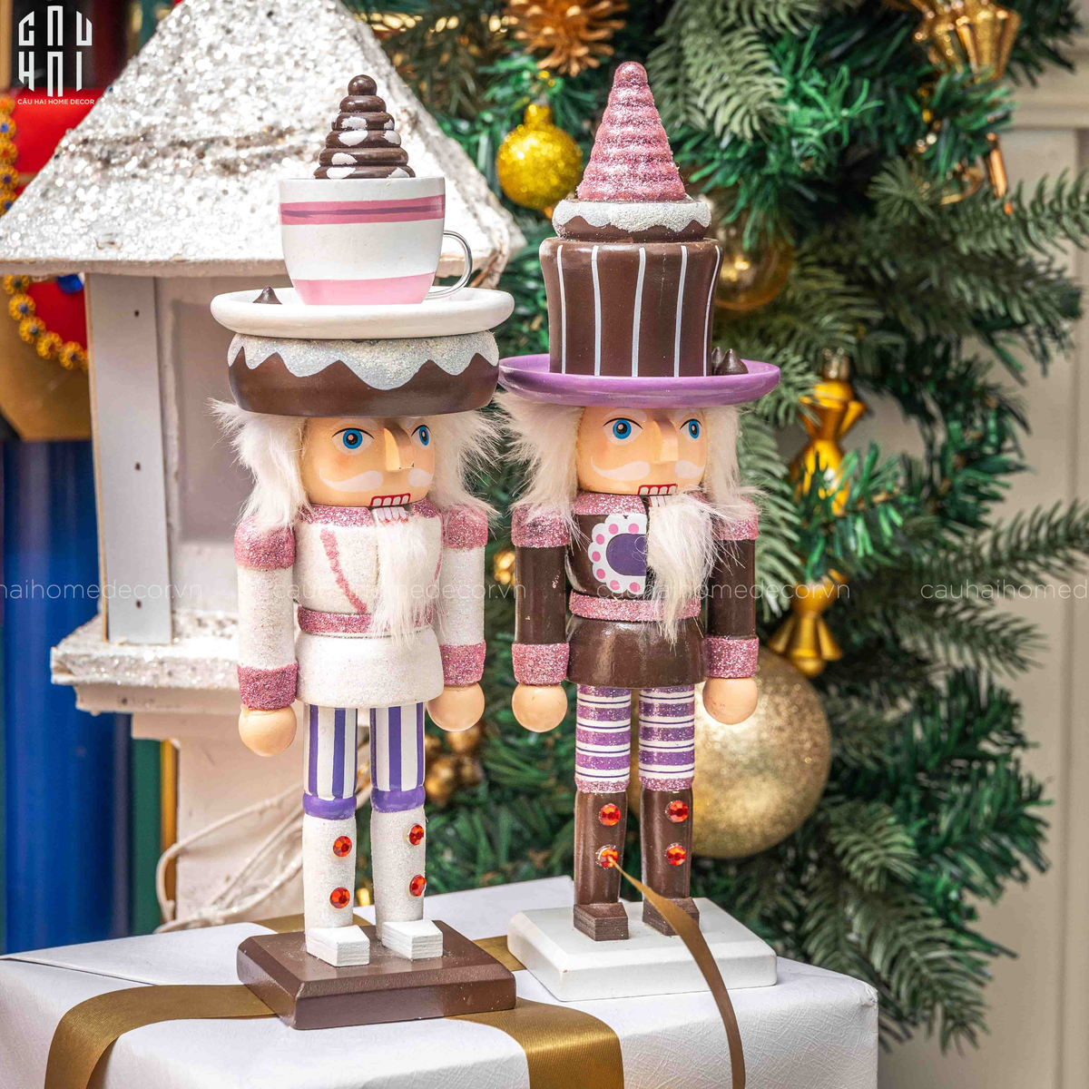 Fêtes Couture - Set 2 Tượng Nutcracker Cupcake H25-TƯỢNG TRANG TRÍ-Đối tác tại Trung Quốc theo từng đơn đặt hàng-CẬU HAI HOME DECOR