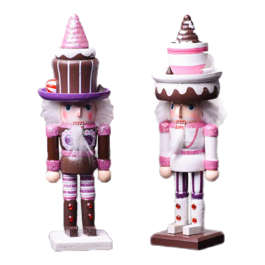 Fêtes Couture - Set 2 Tượng Nutcracker Cupcake H25-TƯỢNG TRANG TRÍ-Đối tác tại Trung Quốc theo từng đơn đặt hàng-CẬU HAI HOME DECOR