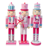 Fêtes Couture - Set 3 Tượng Nutcracker Cotton Candy Plush Pink 38Cm-TƯỢNG TRANG TRÍ-Đối tác tại Trung Quốc theo từng đơn đặt hàng-CẬU HAI HOME DECOR