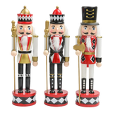 Fêtes Couture - Set 3 Tượng Nutcracker Moyenne Rouge Royal 30Cm-TƯỢNG TRANG TRÍ-Đối tác tại Trung Quốc theo từng đơn đặt hàng-CẬU HAI HOME DECOR