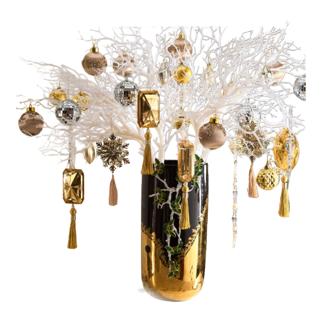 Fêtes Couture – Set Bình Hoa Christmas L’Arbre Noir Doré Vase-BÌNH HOA-Đối tác tại Trung Quốc theo từng đơn đặt hàng-CẬU HAI HOME DECOR