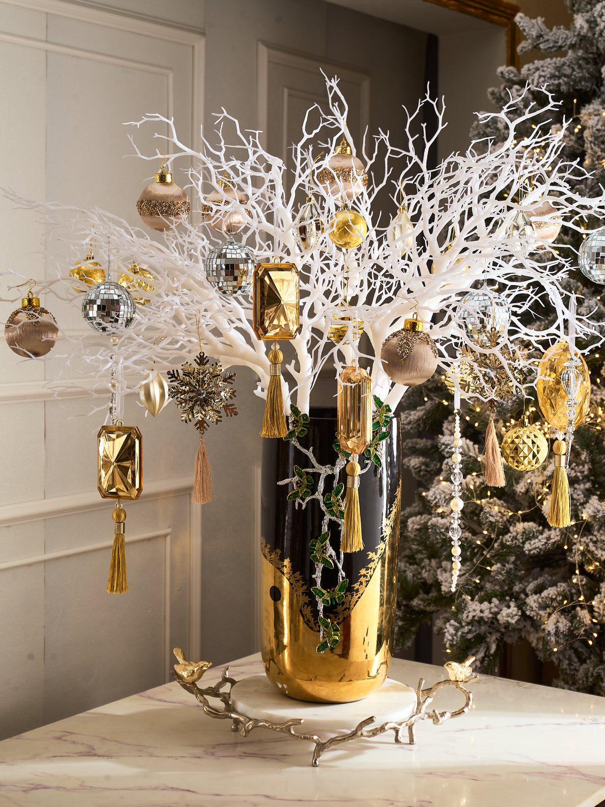 Fêtes Couture – Set Bình Hoa Christmas L’Arbre Noir Doré Vase-BÌNH HOA-Đối tác tại Trung Quốc theo từng đơn đặt hàng-CẬU HAI HOME DECOR