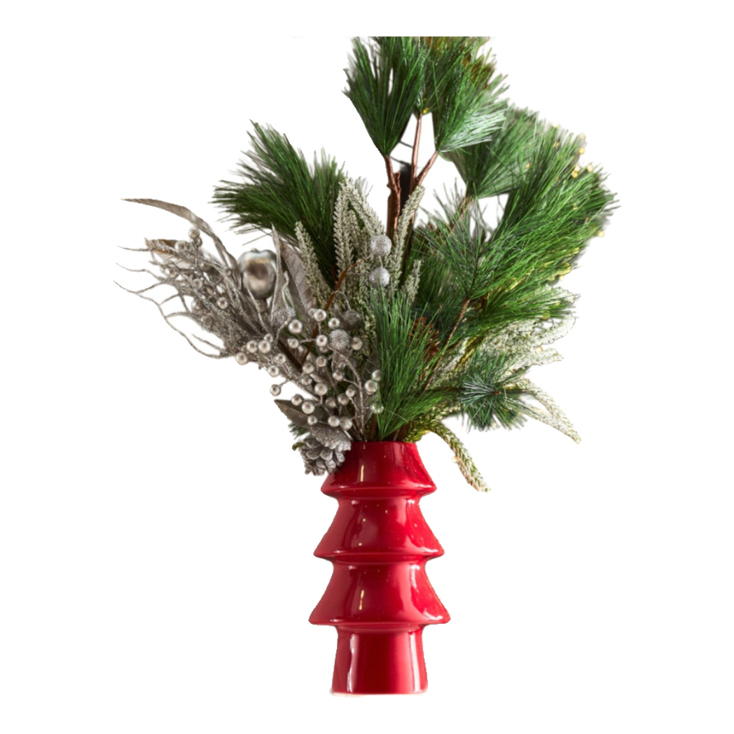 Fêtes Couture - Set Bình Và Hoa Christmas Tree Mistletoe Pine Vase-BÌNH HOA-Đối tác tại Trung Quốc theo từng đơn đặt hàng-CẬU HAI HOME DECOR