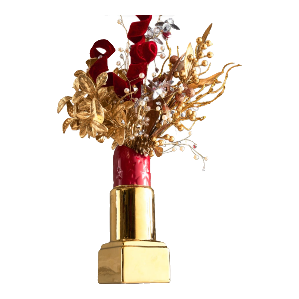 Fêtes Couture - Set Bình Và Hoa Gold D.O Rouge Velvet-BÌNH HOA-Đối tác tại Trung Quốc theo từng đơn đặt hàng-CẬU HAI HOME DECOR